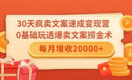 文案怎么写，0基础30天疯卖文案速成变现营，每月增收20000+ - 冒泡网-冒泡网