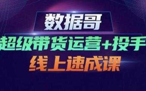 数据哥《超级带货运营+投手线上速成课》快速提升运营和熟悉学会投手技巧 - 冒泡网-冒泡网