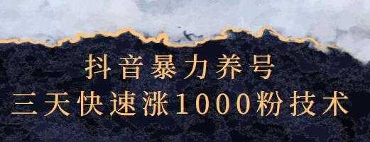 抖音暴力养号《三天快速涨1000粉技术》 - 冒泡网-冒泡网