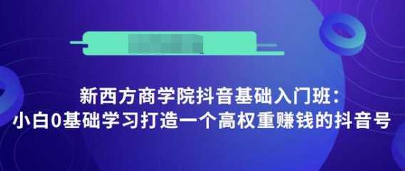 抖音基础入门班：小白0基础学习打造一个高权重赚钱的抖音号 - 冒泡网-冒泡网