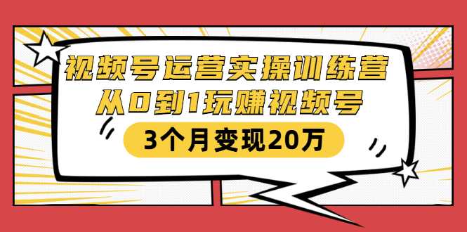 视频号运营实操训练营：从0到1玩赚视频号，3个月变现20万 - 冒泡网-冒泡网