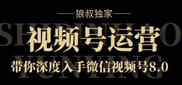 狼叔独家：视频号8.0运营实战课价值1280元 - 冒泡网-冒泡网