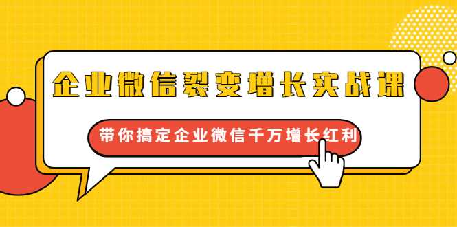 企业微信裂变增长实战课：带你搞定企业微信千万增长红利，新流量-新玩法 - 冒泡网-冒泡网