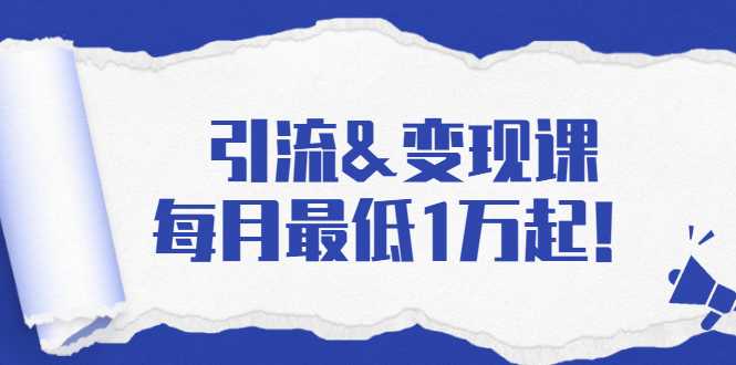 图片[1]-引流&变现课：分享一整套流量方法以及各个渠道收入，每月最低1万起！ - 冒泡网-冒泡网