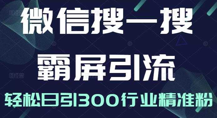 微信搜一搜霸屏引流课，打造被动精准引流系统，轻松日引300行业精准粉 - 冒泡网-冒泡网