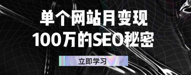 单个网站月变现100万的SEO秘密，百分百做出赚钱站点 - 冒泡网-冒泡网