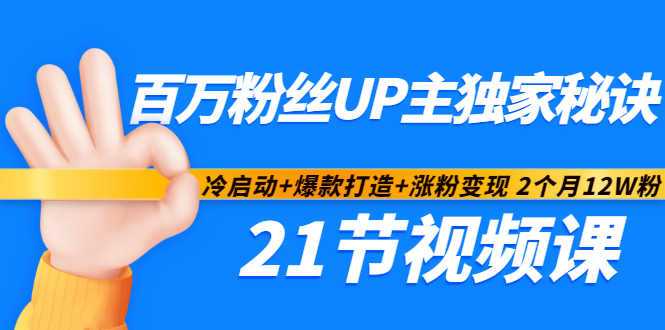 百万粉丝UP主独家秘诀：冷启动+爆款打造+涨粉变现2个月12W粉（21节视频课) - 冒泡网-冒泡网