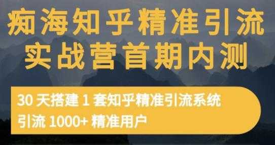 痴海知乎精准引流实战营1-2期，30天搭建1套知乎精准引流系统，引流1000+精准用户 - 冒泡网-冒泡网