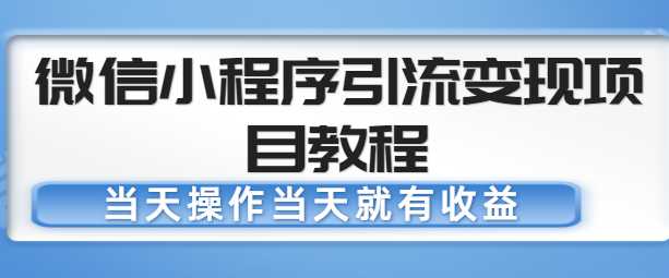 微信小程序引流变现项目教程，当天操作当天就有收益，变现不再是难事 - 冒泡网-冒泡网