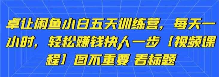 图片[1]-卓让《闲鱼项目小白五天训练营》每天一小时，轻松赚钱快人一步 - 冒泡网-冒泡网