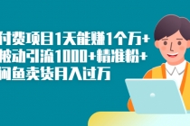 知识付费项目1天能赚1个万+一天被动引流1000+精准粉+小白闲鱼卖货月入过万 - 冒泡网-冒泡网