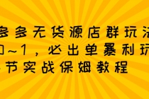 拼多多无货源店群：从0~1，必出单10单利润1000+暴利玩法，36节实战保姆教程 - 冒泡网-冒泡网