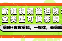 最新短视频搬运技术，全类型可做影视，剪映+皮皮剪辑，一媒体，云剪辑 - 冒泡网-冒泡网