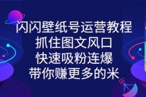 闪闪壁纸号运营教程，抓住图文风口，快速吸粉连爆，带你赚更多的米 - 冒泡网-冒泡网