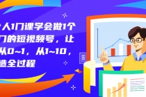 1个人1门课学会做1个热门的短视频号，让你从0~1，从1~10，打造全过程 - 冒泡网-冒泡网