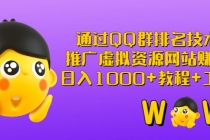 通过QQ群排名技术：推广虚拟资源网站赚钱，日入1000+教程+工具 - 冒泡网-冒泡网