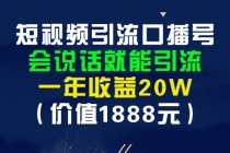 短视频引流口播号，会说话就能引流，一年收益20W - 冒泡网-冒泡网