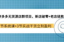 拼多多无货源店群项目，新店破零+老店拯救 12节系统课+3节实战干货立刻盈利 - 冒泡网-冒泡网