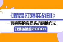 《新品打爆实战班》一套完整的实操实战落地方法，打爆链接超2000+（28节课) - 冒泡网-冒泡网