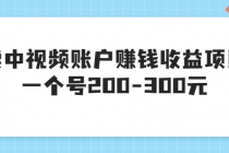 某599元收费培训：卖中视频账户赚钱收益项目 一个号200-300元（13节完整版) - 冒泡网-冒泡网