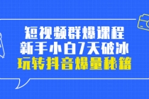 小九归途·短视频群爆课程：新手小白7天破冰，玩转抖音爆量秘籍 - 冒泡网-冒泡网