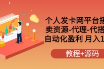 个人发卡网平台搭建，卖资源-代理-代搭建 自动化盈利 月入1W+ - 冒泡网-冒泡网