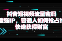 抖音短视频流量密码：打造强IP，普通人如何抢占红利，快速获得财富 - 冒泡网-冒泡网