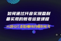 如何通过抖音实现盈利，最实用的账号运营课程 从0到1打造能赚钱的爆款账号 - 冒泡网-冒泡网