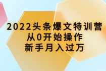 2022头条爆文特训营：从0开始操作，新手月入过万 - 冒泡网-冒泡网