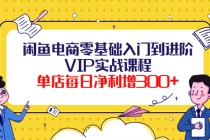 闲鱼电商零基础入门到进阶VIP实战课程，单店每日净利增300+ - 冒泡网-冒泡网