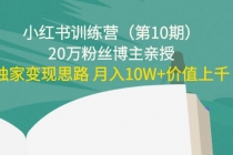 小红书训练营20万粉丝博主亲授：独家变现思路 月入10W+价值上千 - 冒泡网-冒泡网