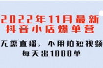 2022年11月最新抖音小店爆单训练营：无需直播，不用拍短视频，每天出1000单 - 冒泡网-冒泡网