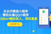 利用去水印微信小程序+情侣头像QQ小程序，获得300w+睡后收入，项目复盘 - 冒泡网-冒泡网