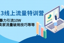 2023线上流量特训营：包含暴力引流10W+中小卖家流量破局技巧等等 - 冒泡网-冒泡网