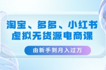 淘宝、多多、小红书-虚拟无货源电商课：由新手到月入过万 - 冒泡网-冒泡网