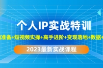 2023个人IP实战特训：基础准备+短视频实操+高手进阶+变现落地+数据+电商 - 冒泡网-冒泡网