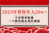 韭菜-联盟· 2023年带你年入20w+方法简单粗暴，一个教你割韭菜的课程 - 冒泡网-冒泡网