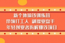 新个体搞钱训练营：带领打工人 副操业盘手 年轻创业者拆解赚钱项目 - 冒泡网-冒泡网