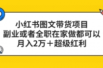 小红书图文带货项目，副业或者全职在家做都可以，月入2万＋超级红利 - 冒泡网-冒泡网