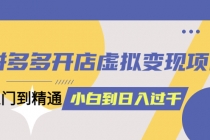 拼多多开店虚拟变现项目：入门到精通 从小白到日入10004月10更新 - 冒泡网-冒泡网