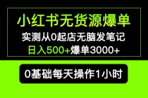 小红书无货源爆单 实测从0起店无脑发笔记 日入500+爆单3000+长期项目可多店 - 冒泡网-冒泡网