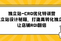 独立站-CRO优化特训营，独立站设计秘籍，打造高转化独立站，让店铺ROI翻倍 - 冒泡网-冒泡网