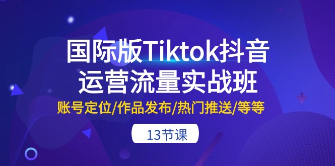 国际版Tiktok抖音运营流量实战班：账号定位/作品发布/热门推送/等等-13节 - 冒泡网-冒泡网