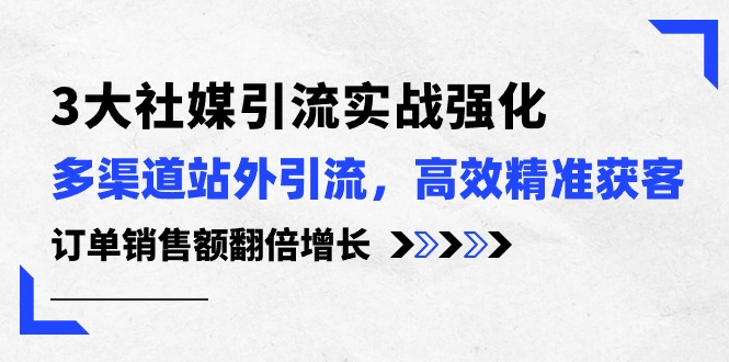 3大社媒引流实操强化，多渠道站外引流/高效精准获客/订单销售额翻倍增长 - 冒泡网-冒泡网