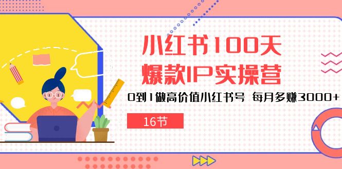 小红书100天-爆款IP实操营，0到1做高价值小红书号 每月多赚3000+ - 冒泡网-冒泡网