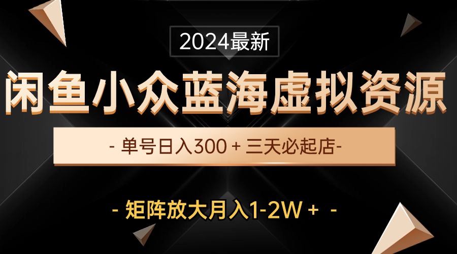 最新闲鱼小众蓝海虚拟资源，单号日入300＋，三天必起店，矩阵放大月入1-2W - 冒泡网-冒泡网