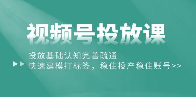 视频号投放课：投放基础认知完善疏通，快速建模打标签，稳住投产稳住账号 - 冒泡网-冒泡网