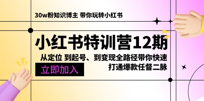 小红书特训营12期：从定位 到起号、到变现全路径带你快速打通爆款任督二脉 - 冒泡网-冒泡网