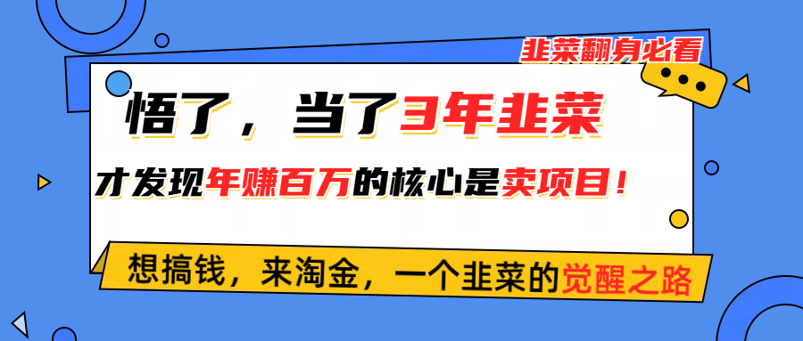 悟了，当了3年韭菜，才发现网赚圈年赚100万的核心是卖项目，含泪分享！ - 冒泡网-冒泡网