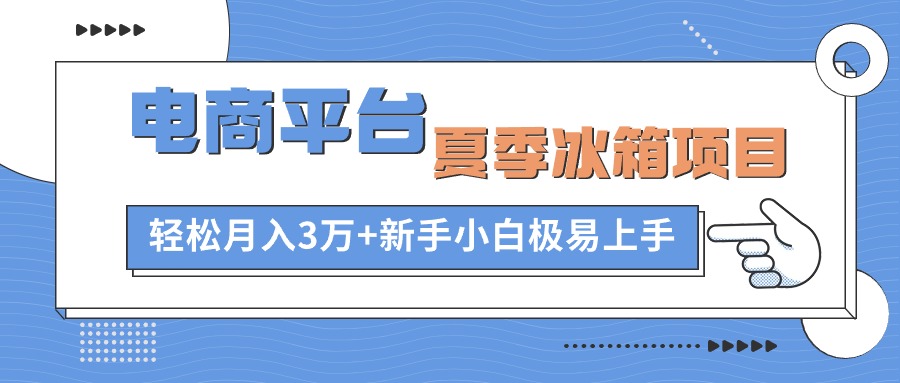 电商平台夏季冰箱项目，轻松月入3万+，新手小白极易上手 - 冒泡网-冒泡网